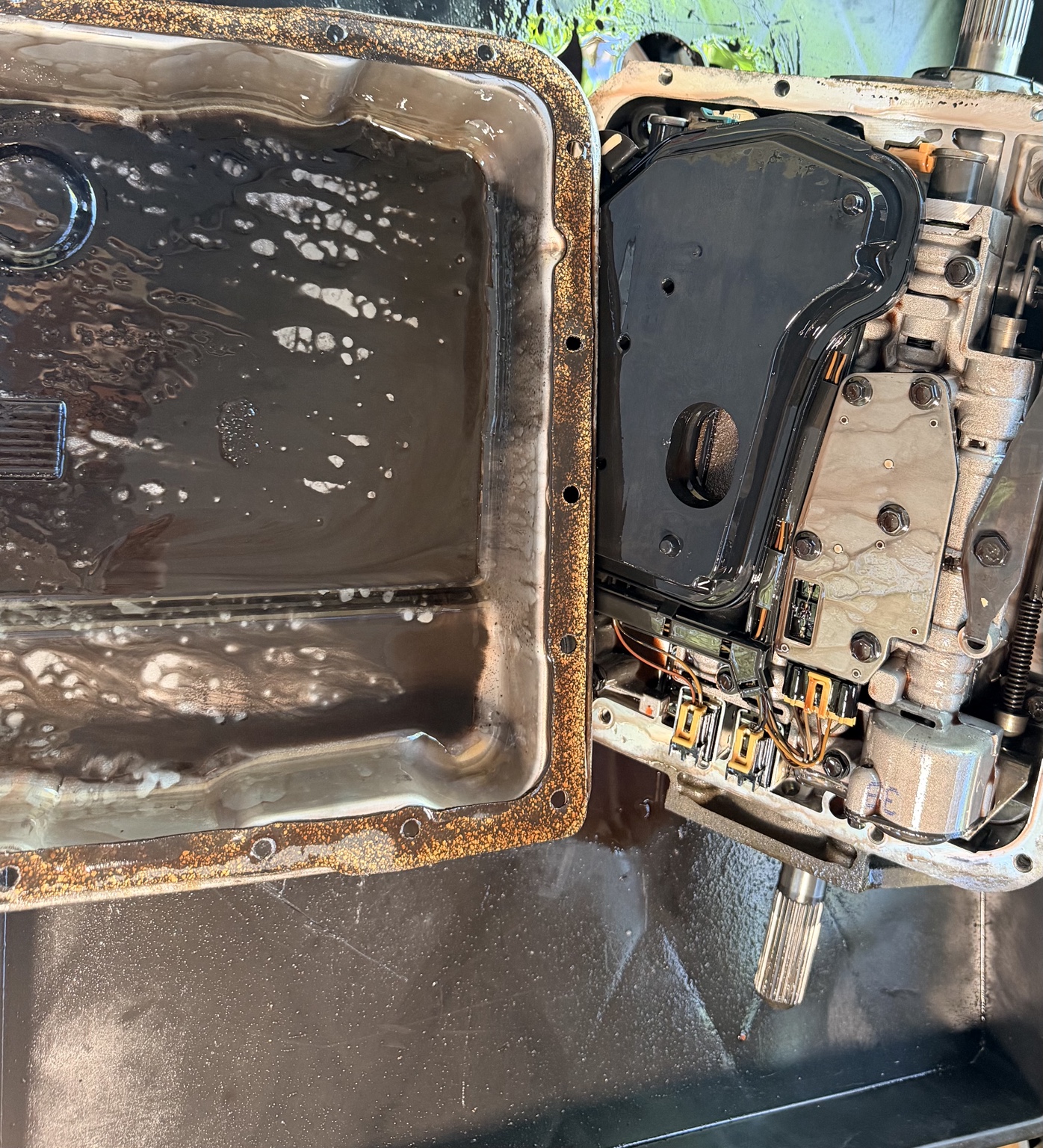 Dirty transmission pan and valve body