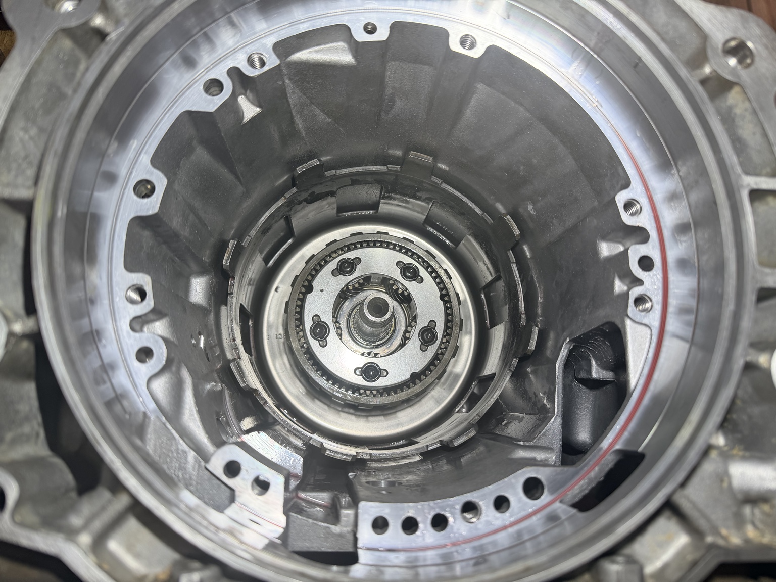 Clean transmission case during internal inspection and assembly